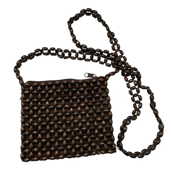 Vintage Giannini Wooden Beaded Crossbody Bag With Zipper Closure - Picture 1 of 9